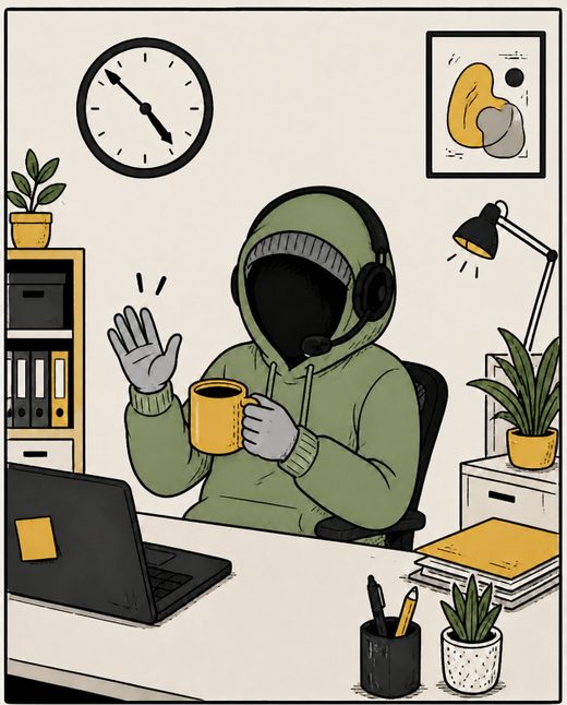 Theo, sage-green hoodie and beanie